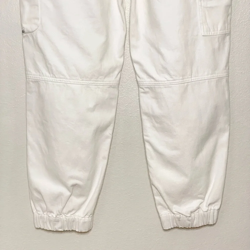 AllSaints Florence Cargo Jogger Pants Organic Twill Cotton Chalk White 8